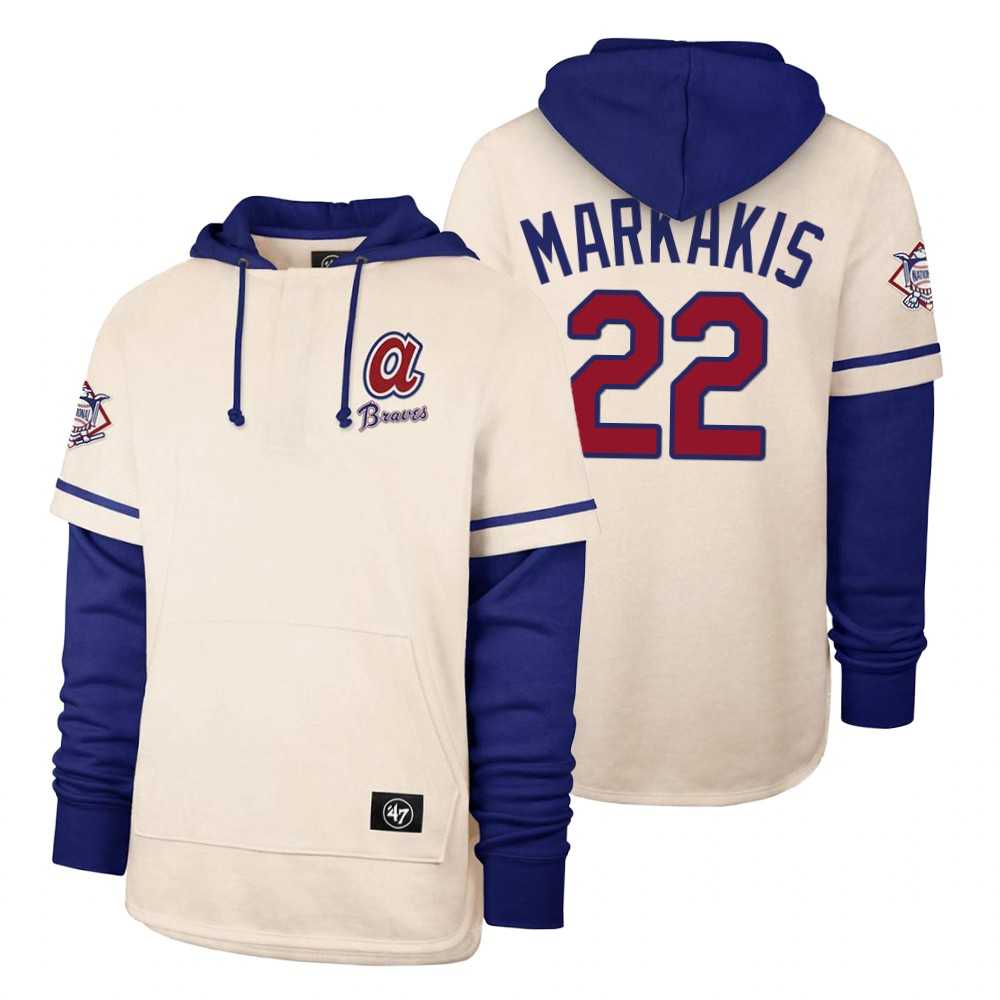 Men Atlanta Braves 22 Markakis Cream 2021 Pullover Hoodie MLB Jersey Men Atlanta Braves 22 Markakis Cream 2021 Pullover Hoodie MLB Jersey
